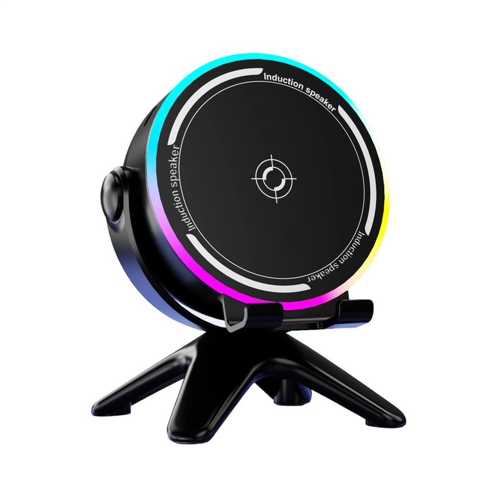 Induction Speaker, Phone Stand Outdoor Audio Player, Wireless RGB Speaker for Home, Travel, Bedroom, Living Room, Study, Office, Kitchen, Dorm