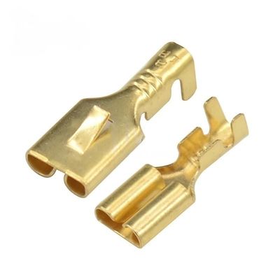 20 Pcs Brass Tinned 6.3 MM Female Spade Crimp Terminal Brass Wire Connector DJ623-E6.3B H62(20 pcs)