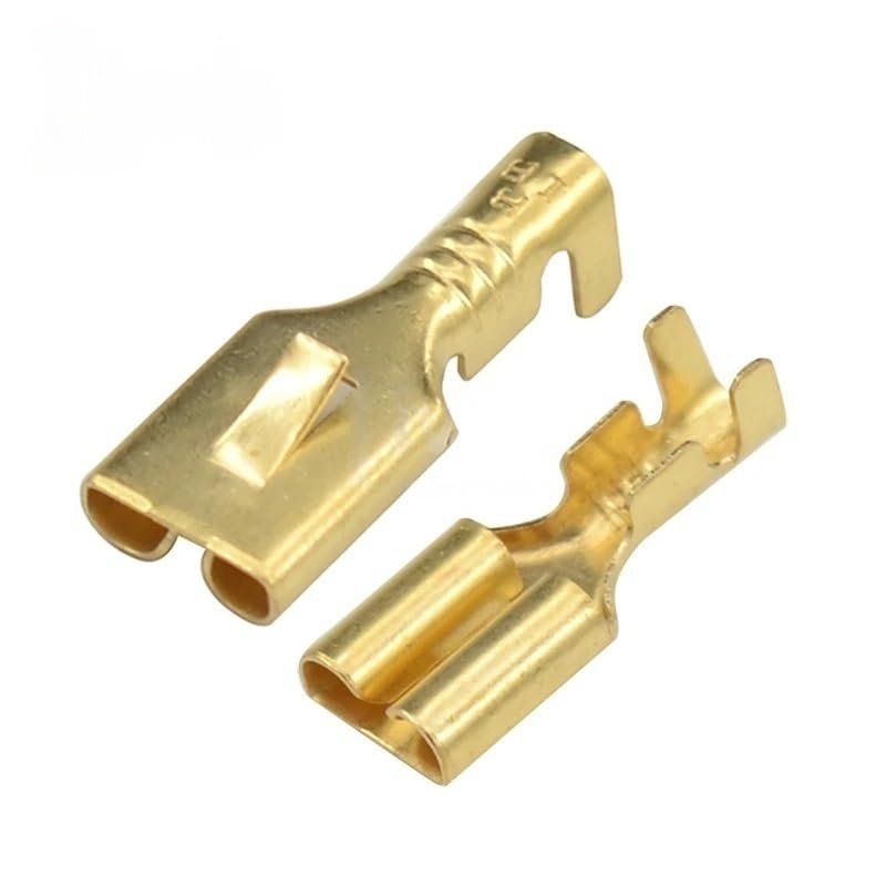 20 Pcs Brass Tinned 6.3 MM Female Spade Crimp Terminal Brass Wire Connector DJ623-E6.3B H62(20 pcs)