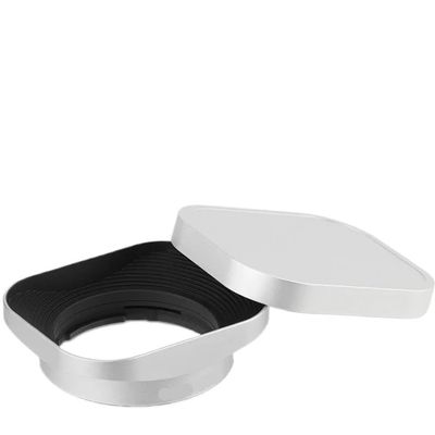 Camera Lens Hood, LH-OM45-W Metal Square Lens Hood with Cap, Compatible for Olympus M.ZUIKO Digital 45mm F1.8 Silver Bayonet Shade,for Parts
