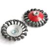 2Pcs M14 M10 Screw Twist Knot Wire Wheel Cup Brush for Angle Grinder Steel Wire & Alloy Metals Twisted & Crimped Wire Brushes Ki(100mm Semi Flat 2pc,M14) view 1