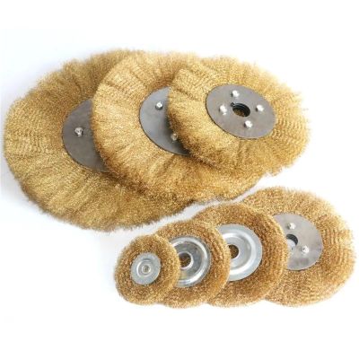 0.13mm Flat Brass Wire Wheel Brush 3" - 10" for Bench Grinder Polishing Abrasive Tool Metal Derusting Wood Deburring(75mmx6mm 1pc)