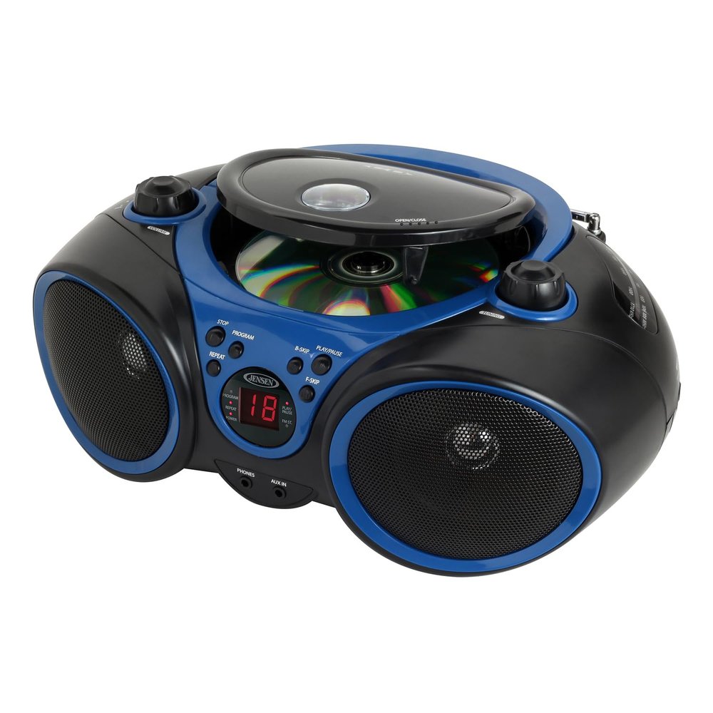 JENSEN CD-490 Portable CD Player with AM/FM Stereo Radio (Blue/Black)
