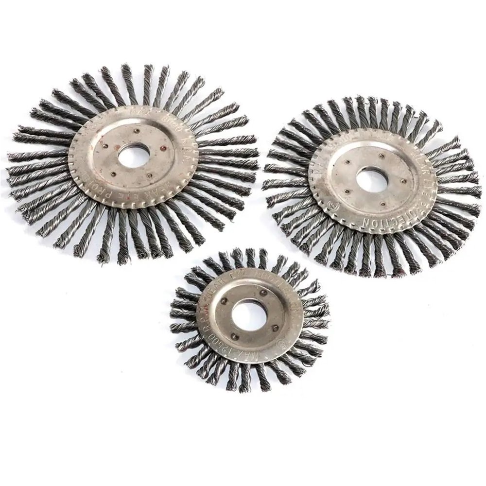 1pc 4 inch5 6" 7" Torsion Steel Flat Wire Wheel Brush Knotted Twist Crimped Wire Wheel Brush for Angle Grinder(100mmX22mm)