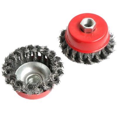 2Pcs M14 M10 Screw Twist Knot Wire Wheel Cup Brush for Angle Grinder Steel Wire & Alloy Metals Twisted & Crimped Wire Brushes Ki(75mm Cup Brush 2pc,M10)
