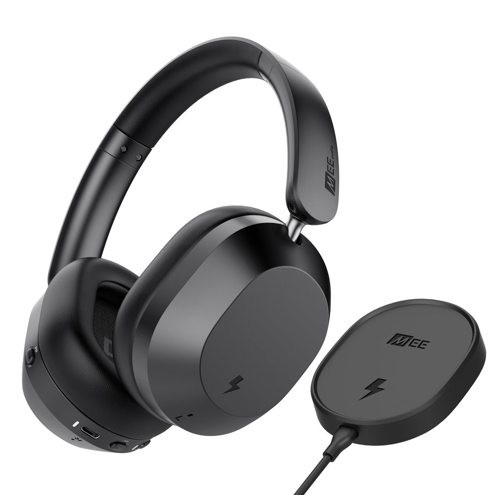 MEE audio Matrix Cinema 3D 2026 Bluetooth Over-Ear Headphones with Wireless Charging Pad for TV; Active Noise Canceling, Spatial Audio, 60H Playtime, Hi-Res Stereo with LDAC, aptX Adaptive, & Auracast