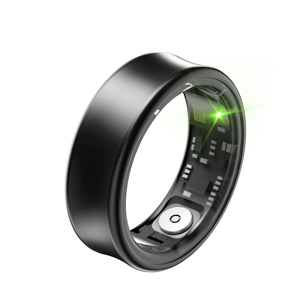 dyuanetec Ring D2 Smart Ring, Fitness/Sleep Tracker, Step Counting, Titanium IP68 Waterproof (Black, 7)