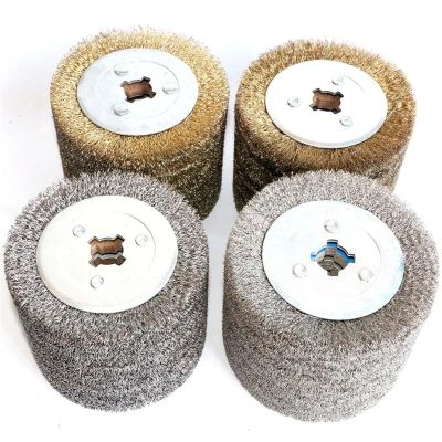 1 Piece Stainless Steel Wire Brush Wheel Wood Open Paint Polishing Deburring Wheel for Electric Striping Machine(Steel 0.15)