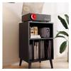AHUCPLKN Cd Rack Floor-standing Low Vinyl Record Storage Holder Wooden CD Display Cabinet(Black) view 3