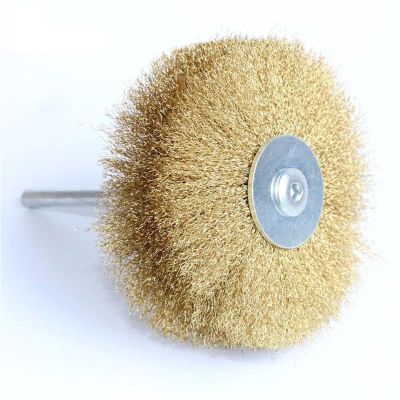 1Pc 80mm Stainless Steel Wire Abrasive Brush Brass Wire Wheel Polishing Grinding Brush for Wood Metal 1/4" Shank Drill Rotary to(Brass Wire)