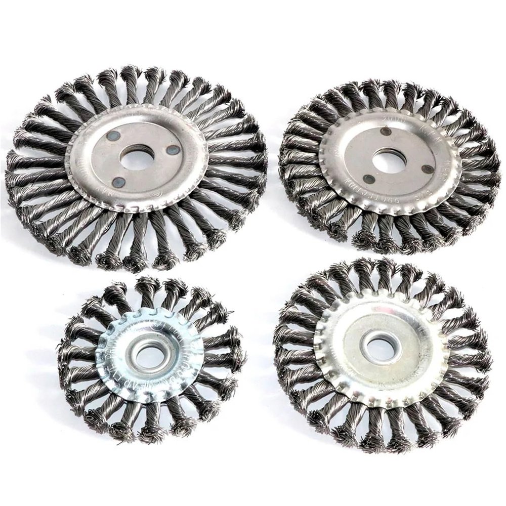 1pcs 4 inch5 6" 7" Torsion Steel Flat Wire Wheel Brush Knotted Twist Crimped Wire Wheel Brush for Angle Grinder(125x16mm 1pc)