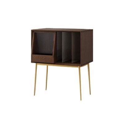 AHUCPLKN Cd Rack Light Luxury Wooden Vinyl Record Cabinet with Sliding Doors, High Legged Books CD Storage Rack