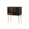 AHUCPLKN Cd Rack Light Luxury Wooden Vinyl Record Cabinet with Sliding Doors, High Legged Books CD Storage Rack view 1