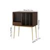 AHUCPLKN Cd Rack Light Luxury Wooden Vinyl Record Cabinet with Sliding Doors, High Legged Books CD Storage Rack view 2