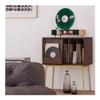 AHUCPLKN Cd Rack Light Luxury Wooden Vinyl Record Cabinet with Sliding Doors, High Legged Books CD Storage Rack view 3