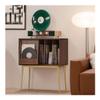 AHUCPLKN Cd Rack Light Luxury Wooden Vinyl Record Cabinet with Sliding Doors, High Legged Books CD Storage Rack view 4