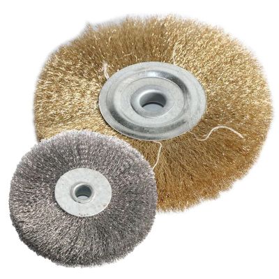 1pc Wire Wheel Brush 4" 6" Hole 10mm 16mm Flat Type for Bench Grinder Polishing Abrasive Tool for Metal Derust Wood Deburring(150x16)