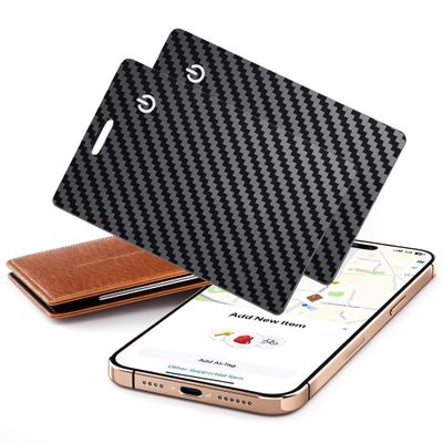 [Apple MFi Certified] 2 Pack Wallet Tracker Card with Apple Find My (iOS Only) Rechargeable Air Tracker Tags Bluetooth Wallet Finder IP68 Waterproof GPS Tracker Item Finder for Keys, Bags, Passport