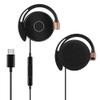 GEEKRIA Wired Clip On Ear Headphones with Mic, USB-C Hook-On Earbuds, Call Control, Lightweight & Hair-Friendly, Compatible with iPhone and Android Devices (Black / 3.9FT) view 1
