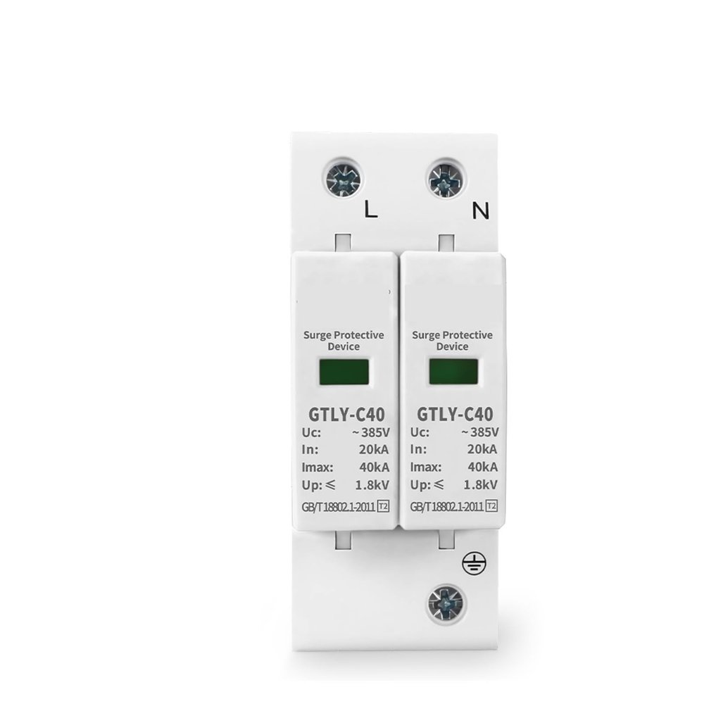 2P AC SPD Surge Protective Device 220V 385V 30KA 60KA Low-Voltage Arrester Device PV Photovoltaic Lightning Arrester(385V 30-60KA)