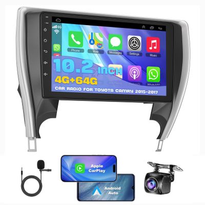 10.2 Inch Touchscreen Car Radio for Toyota Camry 2015-2017 with Wireless CarPlay Android Auto with Bluetooth,GPS Navigation, FM/Audio Backup Camera 2+64G