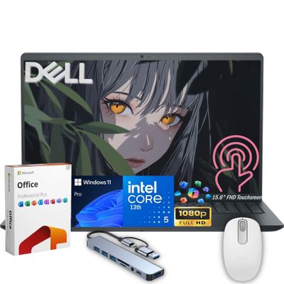 Dell Inspiron 3530 15 Touchscreen Business Laptop, Intel 10-Core i5-1334U, 32GB RAM+512GB SSD, Windows 11 Pro, Lifetime MS Office, 8-in-1 Hub & Mouse, 15.6" Anti-Glare FHD IPS Display Laptop Computer