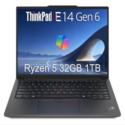Lenovo ThinkPad E14 Gen 6 Business Laptop (14" FHD+ Anti-Glare, AMD Ryzen 5 7535U (> Intel i7-1255U), 32GB DDR5 RAM, 1TB SSD), Backlit KB, Fingerprint, 1080p Webcam, Ethernet, Win 11 Pro w/ Copilot