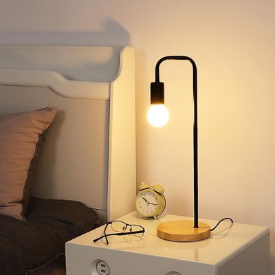 BEWAMF Black LED Reading Light with Plug Industrial E26 Edison Bulb Metal Reading Lights for Bedroom Bedsides Reading Room