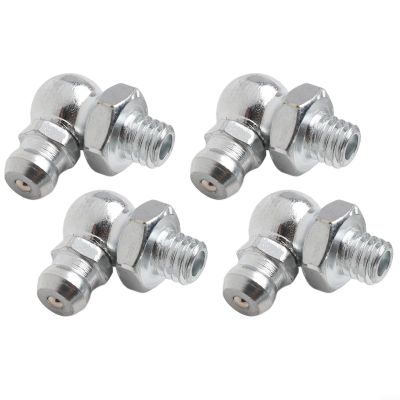 4pcs M6 x 1mm 90 Degree Metric Grease Nipple Fitting Galvanized Iron Lubrication Fitting for Machinery Bearings with Hex 10mm, 17mm Length