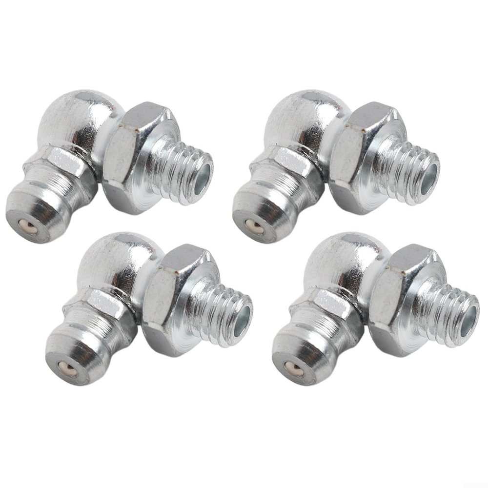 4pcs M6 x 1mm 90 Degree Metric Grease Nipple Fitting Galvanized Iron Lubrication Fitting for Machinery Bearings with Hex 10mm, 17mm Length