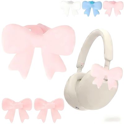 2 Pack Bow Decor Headphone Accessories Cute 3D Bows Coquettish Headphone Attachment Accessories Gamer Gift for Her Women Gamers Streamers