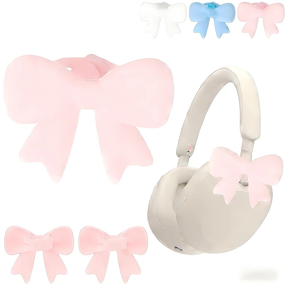 2 Pack Bow Decor Headphone Accessories Cute 3D Bows Coquettish Headphone Attachment Accessories Gamer Gift for Her Women Gamers Streamers