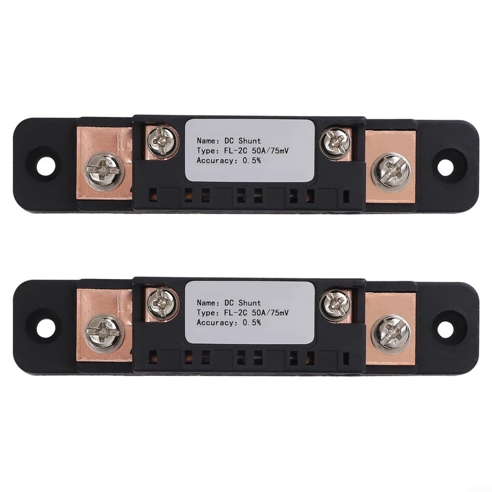 75mV 50A Amp Shunt FL-2C DC Current Sensing Resistor, High Accuracy 0.% Measurement Shunt for Current, 2 Pack