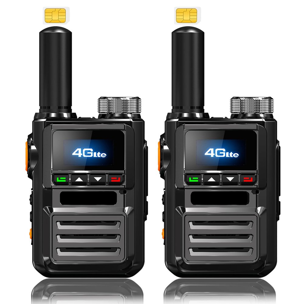 Lifetime Free V818 PoC Radio Global Walkie Talkies Unlimited Range Nationwide 4G Long Distance Two Way Radio for Family, Logistic Company and Work Team(2 Pack with SIM Cards)