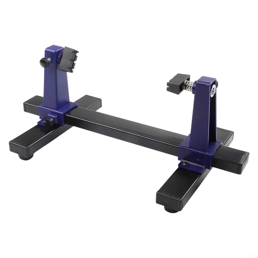 Adjustable PCB Holder with 360 Rotation for Circuit Board Soldering and Repair, Versatile Clamping System, Fireproof Metal Base, Blue + Black(Small)