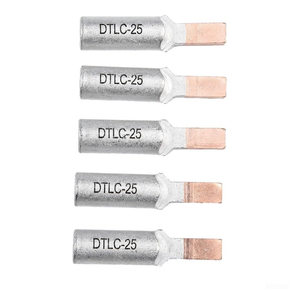 Terminal Crimping Connector Wire Connector Set, Copper Aluminum Oxide Resistant Alloy, 15mm DTLC-10/16/25/35/50/70 Models, 5PCS Pack for Circuit Meter Box(DTLC-25)