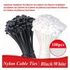 100Pcs Cable Ties Self-Locking Plastic Nylon Wire Zip Tie Clamps Fastening Ring(White,3x150mm 100Pcs) view 2