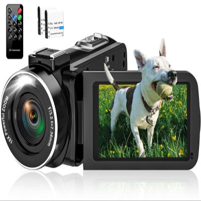 2.7K 48MP 30 FPS Camcorder Video Camera Digital Camera 16X Digital Zoom 3.0'' Flip Screen YouTube Vlogging Camera with Remote Control and 2 Batteries