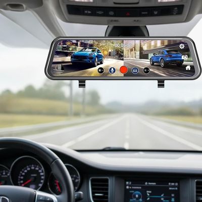 1080 HD Multi-Function Touch Screen Car Recorder, 10 Inch Mirror Dash Cam Night Vision 170 Wide Angle, Full Touch Display, Wide Angle Rear View Backup Camera (Black)