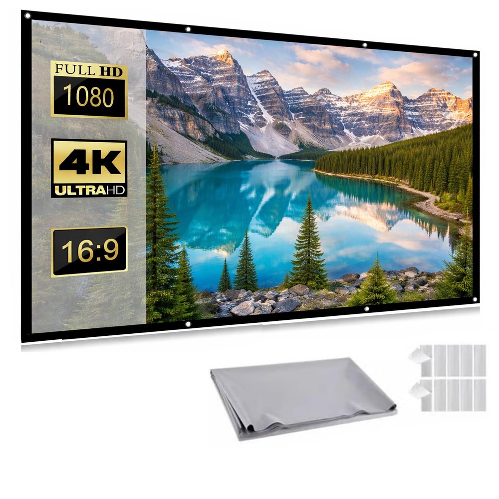 4k Metal Lightproof Foldable Portable Movie Screen, Anti Light Projector Screen - 160 Wide Angle, 16:9, Portable Movie Screen for Home Theater Outdoor Indoor, Daytime Viewing Anti-Light (84In)