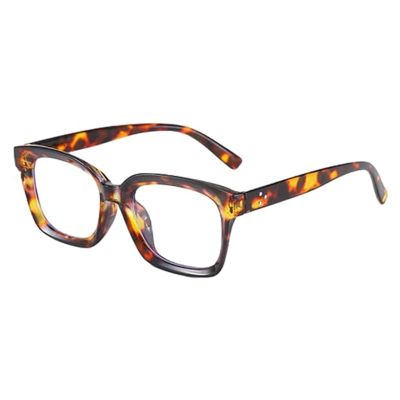 3 Pack Tortoiseshell Reading Glasses, Blue Light Blocking Oversized Square Reading Glasses for Women (Amber,+2.5)