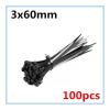 100PCS 3 X 60-200mm White Black Self Locking Nylon Cable Tie(Black,3 x 60mm) view 2