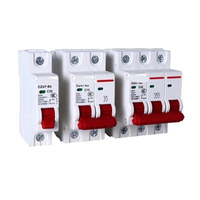 GZCBDSM 1PCS MCB DZ47-63 C Type 400V Red Mini Circuit Breaker 6A 10A 16A 20A 25A 32A 40A 63A Mounting 35mm Din Rail Overload Protection