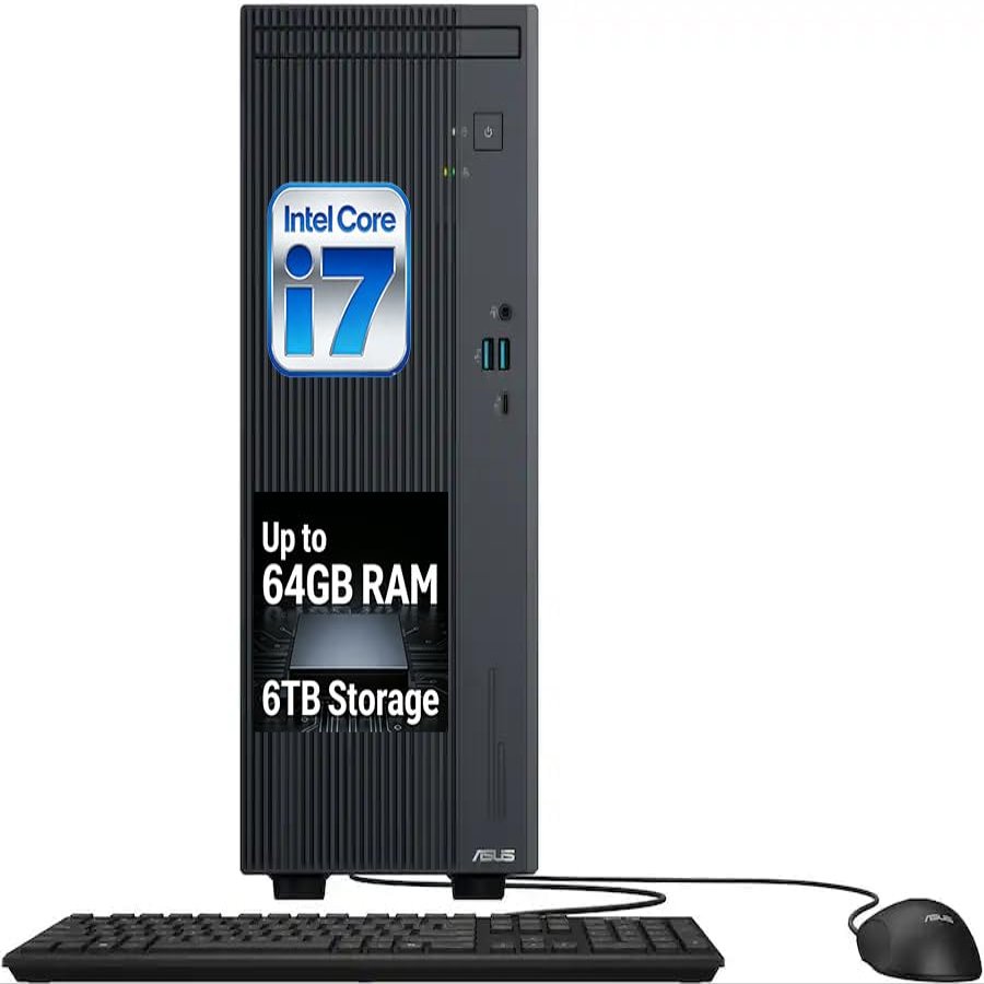 ASUS V500 Business Tower Desktop Computer 10-core Intel Core i7-13620H Processor 32GB DDR5 1TB SSD Office 365 for The Web HDMI + DisplayPort, Wi-Fi 6 Wired Keyboard & Mouse Windows 11