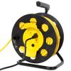 100FT Heavy-Duty Retractable Extension Cord Reel, 12AWG 12A Power Cord with 4 Outlets & Dust Covers, Portable Handle & Safety Overload Circuit Breaker (UL Certified, Yellow) view 2