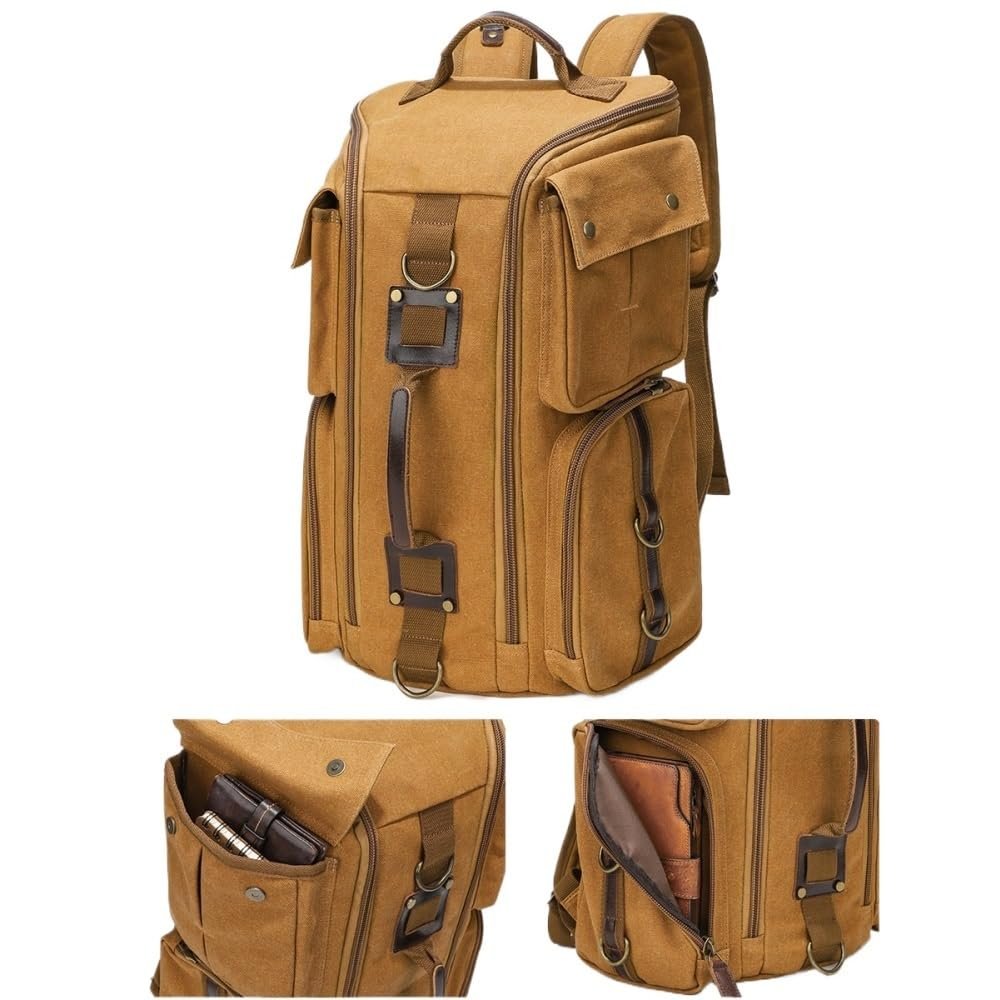 mmaiqi Pockets Canvas Backpack - Large-Capacity Waterproof Travel & Laptop Bag(Ash)