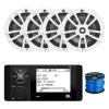 Marine Bluetooth AM/FM Stereo Digital Media Receiver, 4X 6.5 OEM Replacement Speakers (White) w/Wire view 1