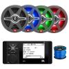 Marine Bluetooth AM/FM Stereo Digital Media Receiver, 4X 6.5 Multicolor LED OEM Replacement Speakers (White + Grey Grilles) w/Wire view 1