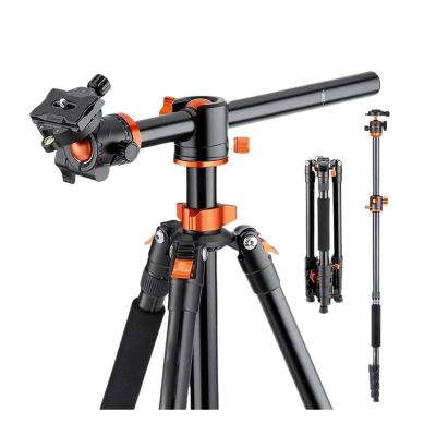 Tripod Stand, Travel Aluminium Camera Tripod with Transverse Center Column 72"/185cm 10kg/22lbs Loads with Ball Head T255A3+BH-28L