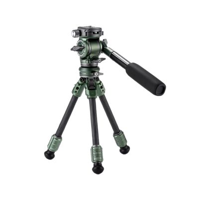 Tripod Stand, TT-VT03-FB Tabletop Video Fluid Head with 1-Stage Carbon Fiber Portable Tripod Legs Maxload (3KG)(Forest Green)
